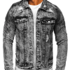 Men’s Ribbed Distressed Denim Jacket In Black