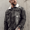 Men's Shearling Denim Jacket Black