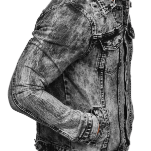 Men’s Ribbed Distressed Denim Jacket In Black
