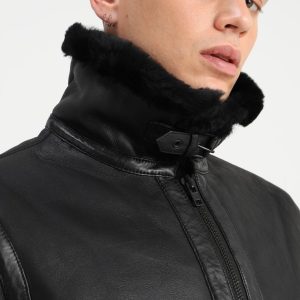 Best Francis B-3 Black Leather Bomber Jacket