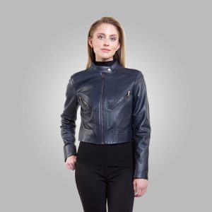 Rosetta Blue Cropped Biker Jacket