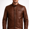 Buy Decatur Brown Leather Biker Jacket