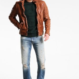 Buy Decatur Brown Leather Biker Jacket