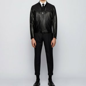 Buy Deistic Black Leather Biker Jacket