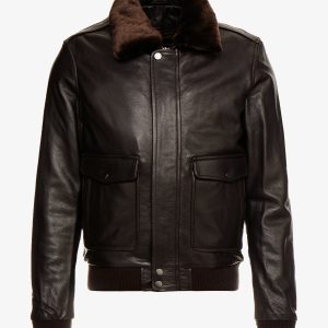 Buy Excursion Brown Leather Bomber Jacket