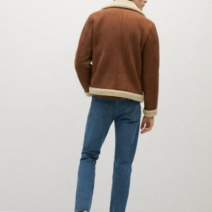 Buy Feline Brown Suede Shearling Jacket