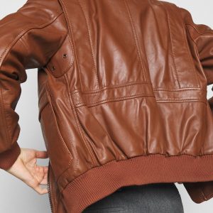 Buy Shain Brown Leather Bomber Jacket