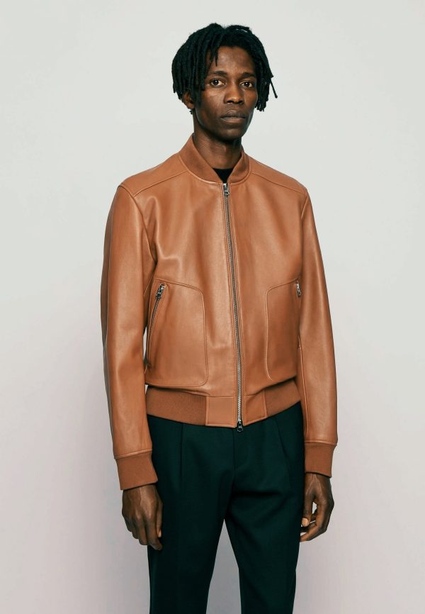 Shaun Brown Leather Bomber Jacket