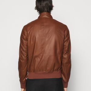 Buy Shawn Brown Leather Bomber Jacket