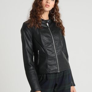 Classic Janetta Quilted Brown Leather Biker Jacket