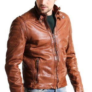 Decatur Brown Leather Biker Jacket