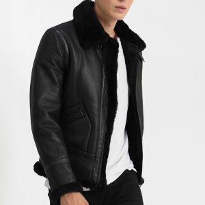 Online Francis B-3 Black Leather Bomber Jacket