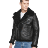 Online Gasto Black Shearling Leather Jacket Men