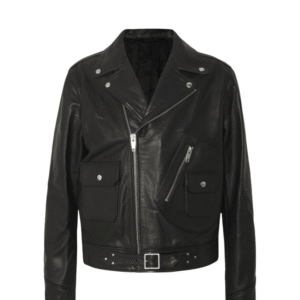 Online Mysterious Black Leather Biker Jacket Men