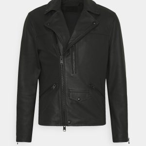 Online Noach Black Leather Biker Jacket
