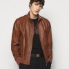Shawn Brown Mens Leather Bomber Jacket