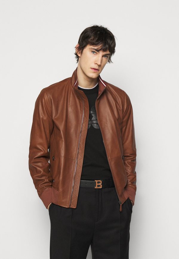 Shawn Brown Mens Leather Bomber Jacket