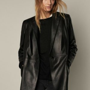 Premium Marlene Black Leather Blazer