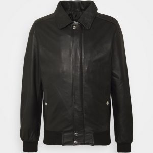 Premium Sveno Black A2 Leather Bomber Jacket