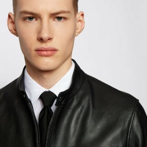 Purchase Deistic Black Leather Biker Jacket