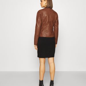 Purchase Janetta Quilted Brown Leather Biker Jacket