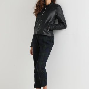 Quality Janetta Quilted Black Leather Biker Jacket