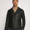 Noach Black Leather Biker Jacket Men