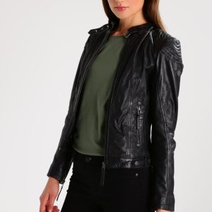 Quality Rosalie Black Hooded Leather Jacket