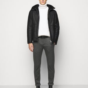 Shad Black Hooded Leather Jacket