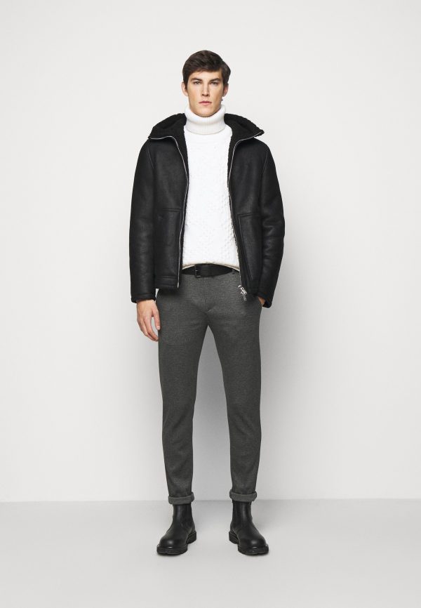 Shad Black Hooded Leather Jacket