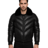 Shop Black Leather Puffer Coat