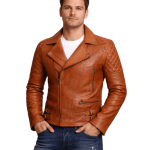 Shop Brown Leather Biker Jacket Mens