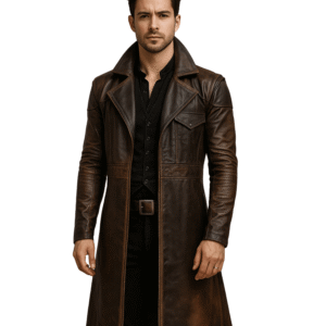 Shop Jesuitic Brown Duster Leather Coat