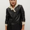 Shop Selin Black Oversized Leather Blazer