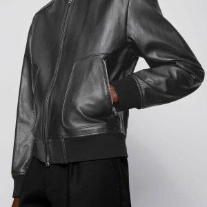Shop Shaun Brown Leather Bomber Jacket
