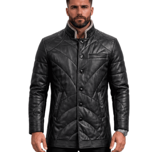 Top Black Leather Coat