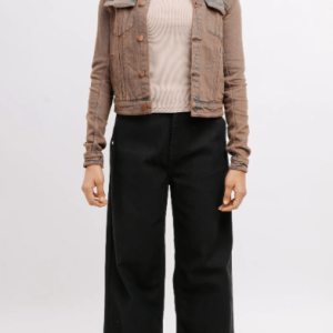 Women’s Distressed Denim Trucker Jacket In Brown