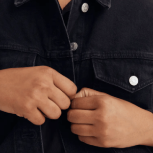 Women’s Vintage Denim Biker Jacket In Black