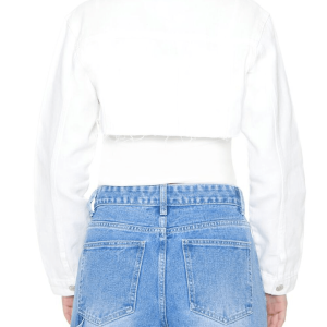 Women’s Cropped Vintage Denim Jacket In White