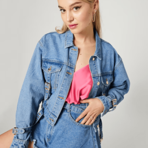 Women’s Vintage Denim Belted Jacket In Blue