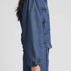 Women’s Round Neck Denim Jacket In Blue