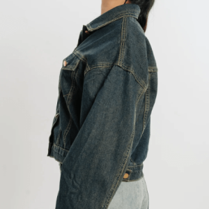 Women’s Denim Trucker Jacket In Dark Gray