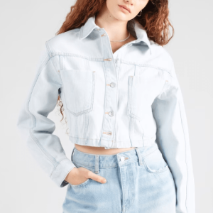 Women’s Trucker Denim Cropped Jacket In White