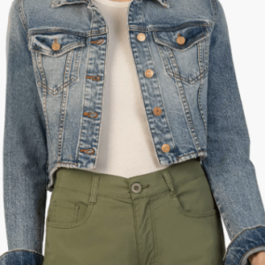 Women’s Cropped Denim Trucker Jacket In Blue