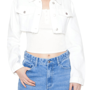 Women’s Cropped Vintage Denim Jacket In White