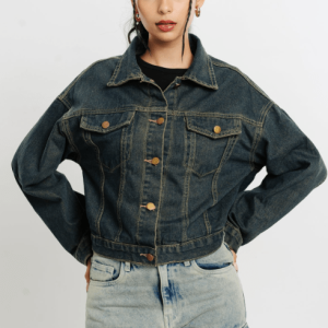 Women’s Denim Trucker Jacket In Dark Gray