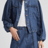 Women’s Round Neck Denim Jacket In Blue