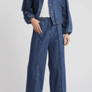 Women’s Round Neck Denim Jacket In Blue