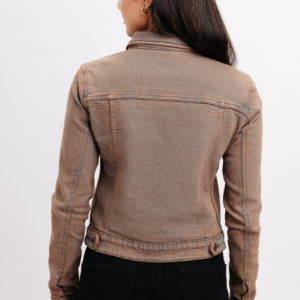 Women’s Distressed Denim Trucker Jacket In Brown