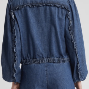 Women’s Round Neck Denim Jacket In Blue